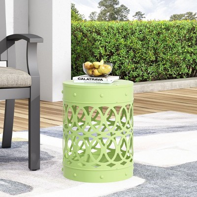 Small Metal Bedside Table,Hollow Side Table,Round Metal Side Table,TV Cabinet Decor Side Table,Iron Accent Tables,Flower Vase Stand-Cuddlewood