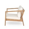 Christopher Knight Home Fraser Patio Slat Design Acacia Wood Club Chair with Cushion, Beige/Light Teak - 4 of 4