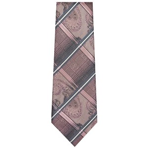 TheDapperTie Men's Pink And Gray Checks Necktie with Hanky - 1 of 3