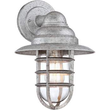 John Timberland Marlowe Industrial Wall Light Sconce Galvanized Silver Hardwire 9 1/4" Fixture Metal Cage for Bedroom Reading Living Room Hallway