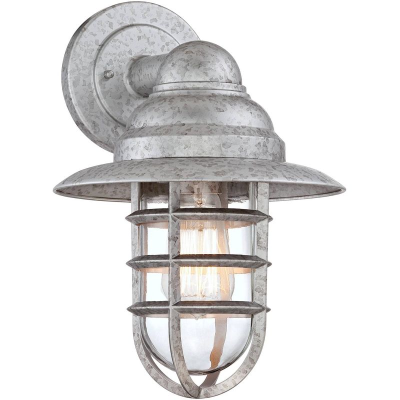 John Timberland Marlowe Industrial Wall Light Sconce Galvanized Silver Hardwire 9 1/4" Fixture Metal Cage for Bedroom Reading Living Room Hallway, 1 of 7