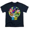 Teen Titans Go Go Go Group Kids T Shirt For Youth, Navy - 2 of 4