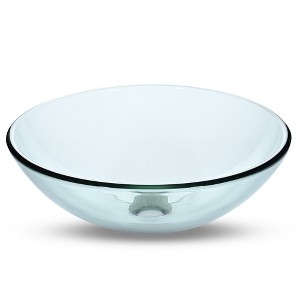 Aquaterior Bathroom Tempered Glass Vessel Sink 16" Round Basin Bowl Transparent - 1 of 4