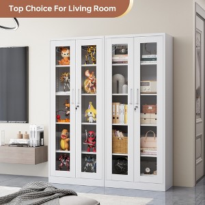 Mlezan Display Cabinet: Glass Doors, 4 Adjustable Shelves, Locking Case. Ideal for Home, Office, or Clinic. Assembly Required. - 1 of 4