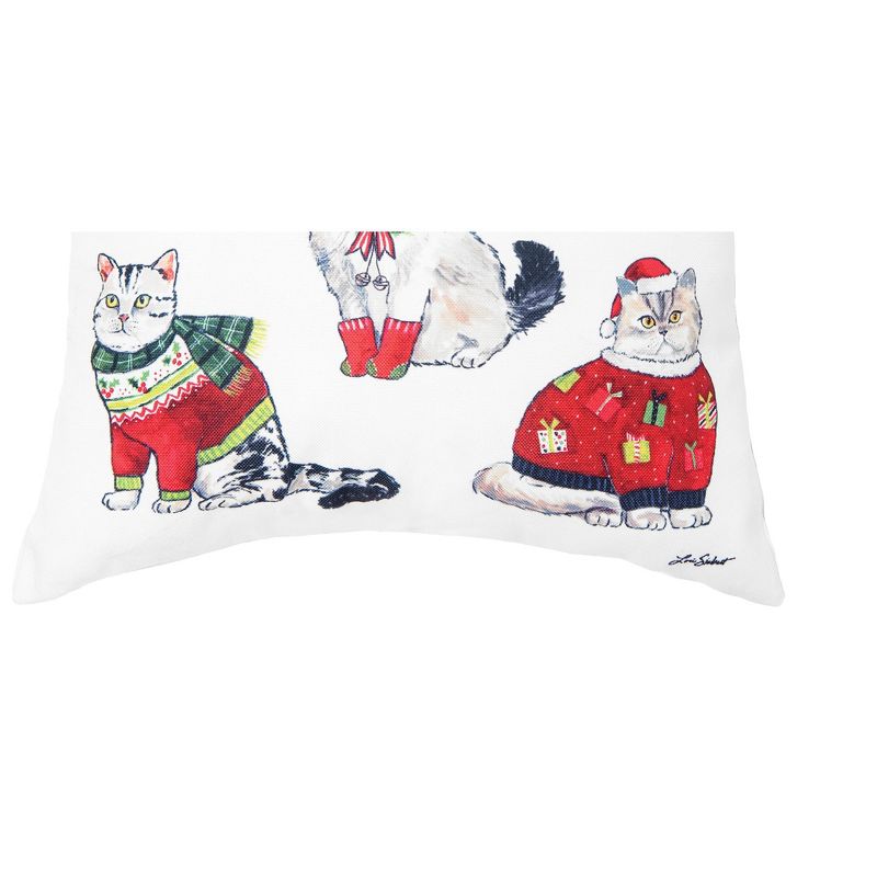 C&F Home 18" x 18" Five Cats Wearing Holiday Christmas Sweaters Indoor and Outdoor Throw Accent Pillow, 3 of 6