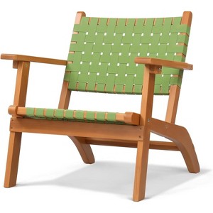 VINGLI Outdoor Armchair, All-Weather Wooden Patio Chair with Waterproof PE Woven Fabric for Garden, Lawn and Poolside - 1 of 4