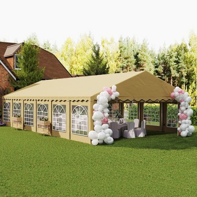 Brown Galvanized Steel 20' x 40' Heavy Duty Party Tent with Removable Sidewalls
