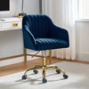 Alex Velvet Height-adjustable Swivel Task Office Chair with Channel-tufted Back and Gold Metal Base | Karat Home - image 2 of 4