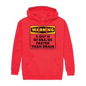 Men's - Instant Message - Warning Mouth Faster Than Brain Graphic Fleece Pullover Hoodie - 1 of 4