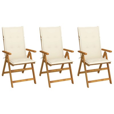 vidaXL Folding Patio Chairs 3 pcs with Cushions Solid Acacia Wood