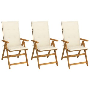 vidaXL Folding Patio Chairs 3 pcs with Cushions Solid Acacia Wood - 1 of 1