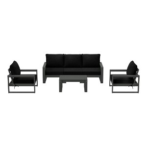 WestinTrends Montara 6-Piece Modern HDPE Outdoor Patio Furniture Sofa Conversation Set with Coffee Table - 1 of 4
