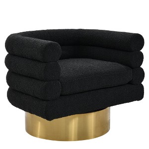 Best Master Furniture,Sophos Black Boucle Fabric Base Swivel Accent Chair - 1 of 4