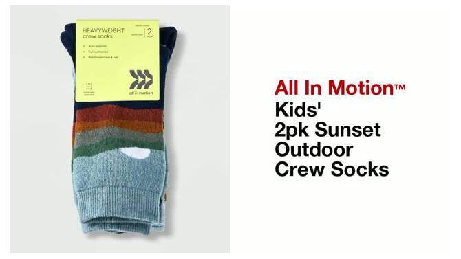 Kids' 2pk Sunset Outdoor Crew Socks - All In Motion™, 2 of 5, play video