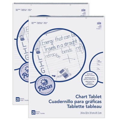 2pk 24" x 32" Ruled Chart Tablets Manuscript Cover - Pacon