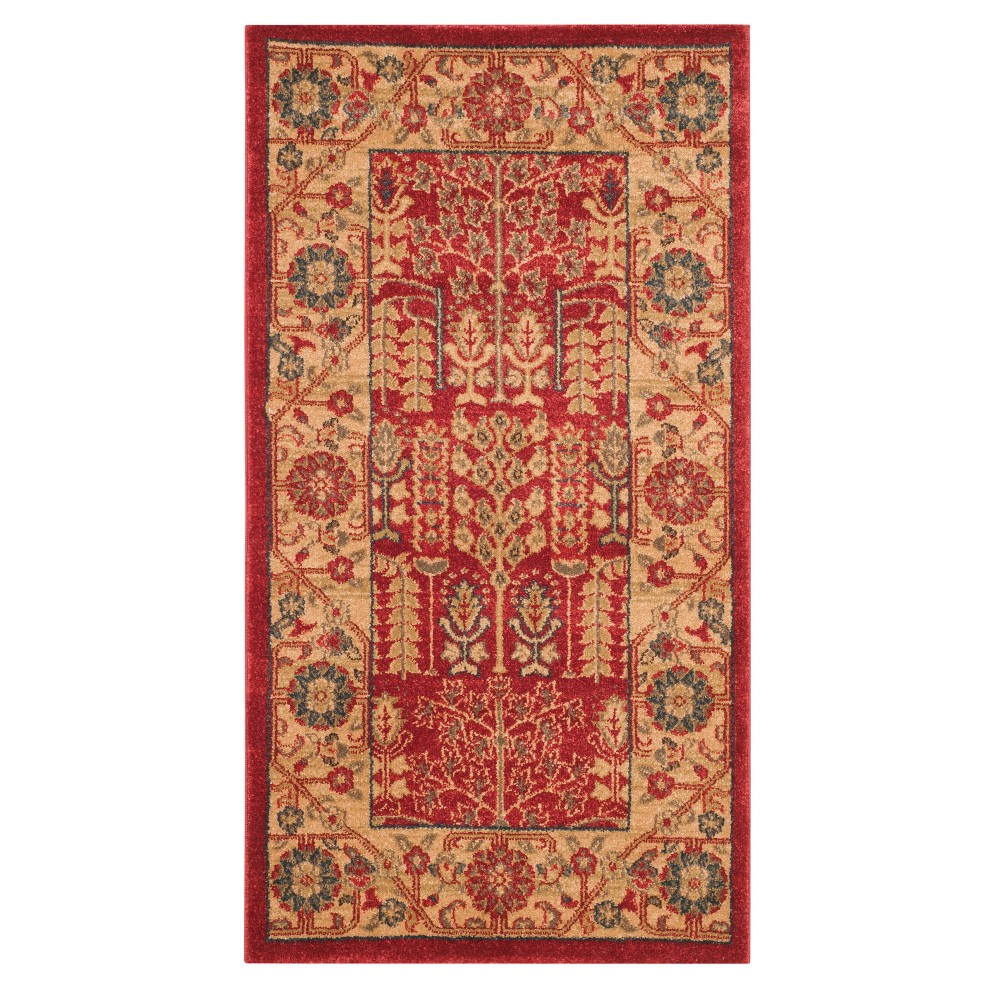 2'2inx4' Garrison Floral Area Rug Red/Natural - Safavieh