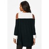 Roaman's Women's Plus Size Colorblock Cold-Shoulder Tunic - 3 of 4