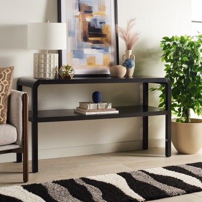 Omara Sleek Black Solid Wood 53'' Modern Console Table with Storage