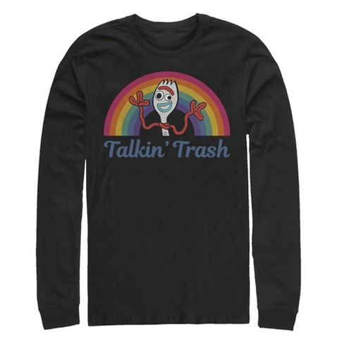Men's Toy Story Forky Talkin' Trash Rainbow Long Sleeve Shirt : Target
