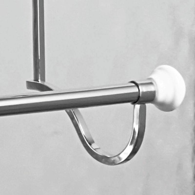 Chrome Over the Door 3-Bar Towel Rack with White Accents