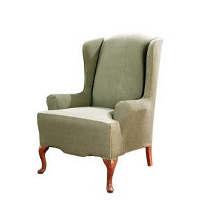 Stretch Stripe Wing Chair Slipcover Sage - Sure Fit, Green