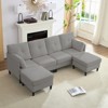Mjkone Modular Convertible Sectional Sofa Couch, Upholstered Comfy Fabric 4-Seater Sofa with Movable Ottomans - 3 of 4