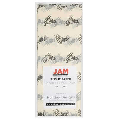 JAM Paper Holiday Gift Tissue Paper Ivory with Brown Sled 8 Sheets/Pack 211813408