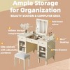 2-in-1 Multi-Functional Vanity Desk with Flip-Top Mirror, Dressing Table Set, Computer Desk for Study, Dressing Room, Bedroom, Living Room, White Oak - 4 of 4