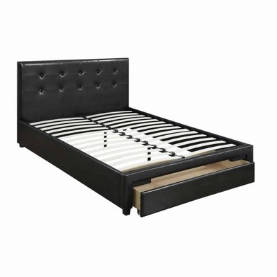 Full Vivid Bed with Drawer Black - Benzara