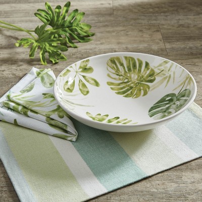Island Medley Green Leaf Ceramic Serving Bowl