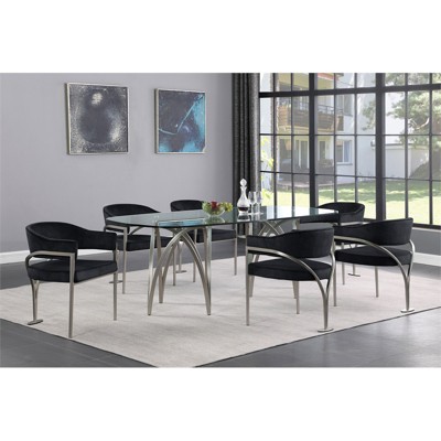 Madelyn Black Velvet Upholstered Arm Chair with Metal Frame