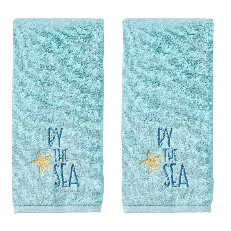 2pk Ocean Watercolor Hand Towel Blue - SKL Home, 1 of 6