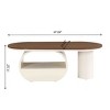 CAVINAS Modern 47.24" Oval Coffee Table,Two-Tone Tea Table with Storage Drawer,MDF Desktop,Metal Frame,Center Table for Living Room,Office - 3 of 4