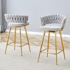 Set of 2 Swivel Counter Height Stools with Breathable Cushions, Seats with Back, Metal Legs, Modern Chairs for Kitchen or Bar-Maison Boucle - 2 of 4