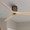 52" Casa Vieja Rustic Farmhouse 3 Blade Indoor Hugger Ceiling Fan with Remote Control Oil Rubbed Bronze Natural Wood for Living Kitchen Dining Room - 2 of 4