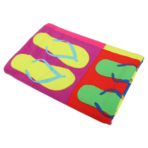 Unique Bargains Soft Absorbent Beach Towel Slippers Pattern Colorful 59"x30" 1 Pc - 1 of 4