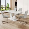 5-Piece Dining Set with Marble Pattern Table and 4 PU Armless Chairs - 3 of 4