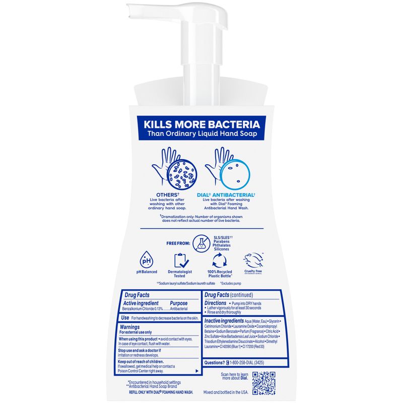 Dial Foaming Antibacterial Hand Wash Spring Water - 10 fl oz, 3 of 17