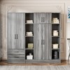 TIRAMISUBEST 6 Door Bedroom Armoire Closet with 2 Storage Drawers and Hanging Rods, Modern Wardrobe Clothes Organizer with Open Storage Shelves - 3 of 4