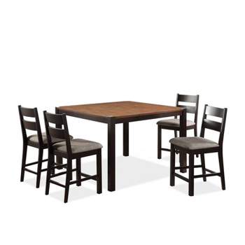 5pc Ulmar Counter Height Extendable Dining Table Set Dark Oak/Espresso - HOMES: Inside + Out