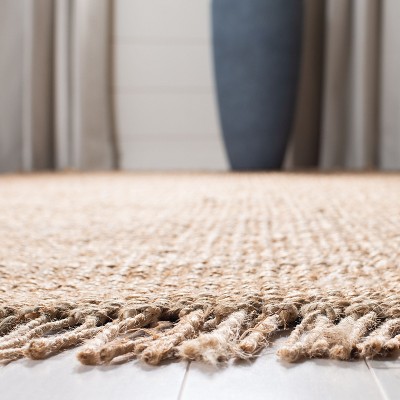 Natural Jute Handwoven Area Rug with Multicolor Accents
