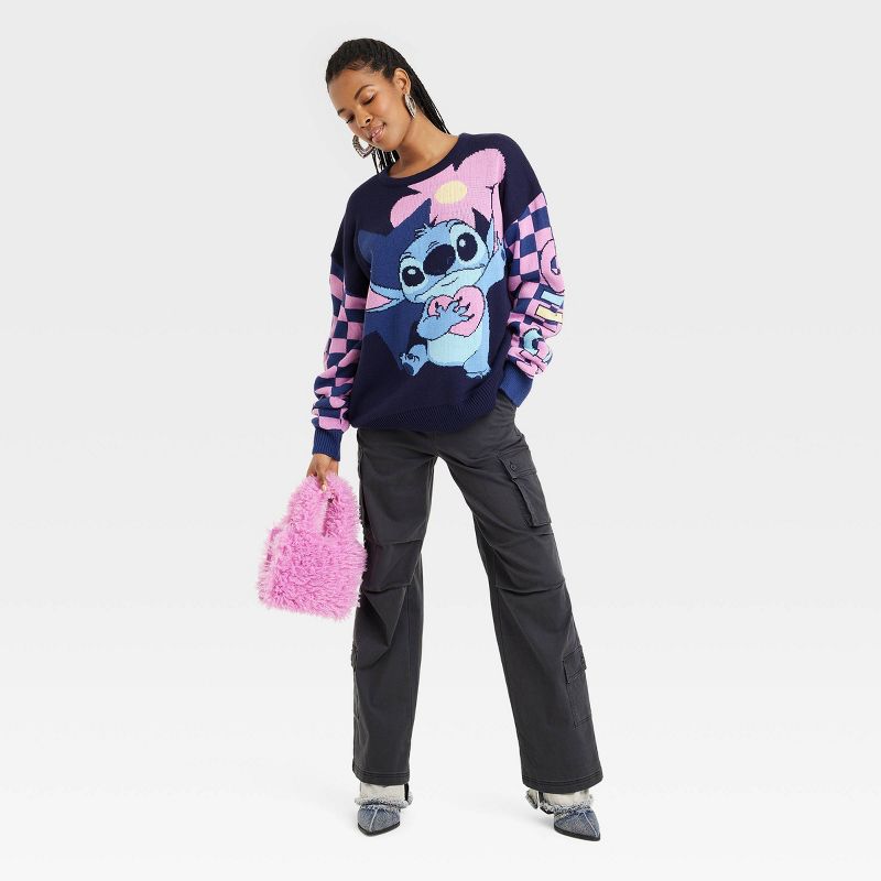 Women's Disney X Skinnydip Stitch Knitted Graphic Sweater - Blue, 3 of 4