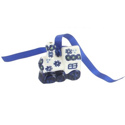 Blue Rose Polish Pottery K019 Manufaktura Locomotive Ornament