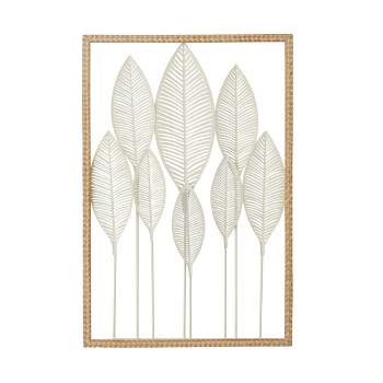 Deco 79 Metal Leaf Tall Cut-Out Wall Decor with Intricate Laser Cut  Designs, 21 x 2 x 33, Green