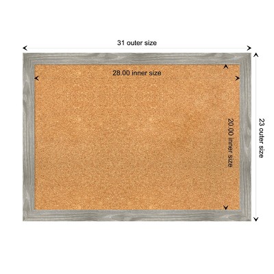 Dove Greywash Rustic Wood Framed Corkboard, 28x20