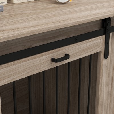 Large Brown Wooden Dog Crate Table with Storage