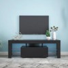 Syemin TV Stands and Consoles TV Stand with LightsFlat Screen TV Gaming in Lounge Room Living Room Bedroom, Black, 51.18"*13.78"*17.72" - 2 of 4