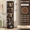ATJafurn 17.7'' 360° Rotating Bookshelf Tower Revolving Corner Bookcase, Mid-Century Modern Dark Walnut Spinning Bookshelves For Home Office Corner - 2 of 4