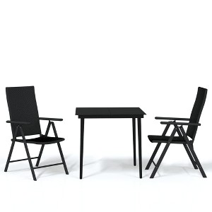 vidaXL Patio Dining Set 3 Piece Garden Outdoor Lawn Yard Terrace Balcony Dining Dinner Table and Chair Seat Seating Furniture Black - 1 of 4