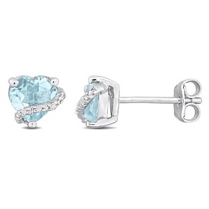 EVERLY JEWELRY | Sterling Silver 0.018 CT TW Diamond And 2 CT TGW Sky Blue Topaz Fashion Post Earrings - 1 of 4
